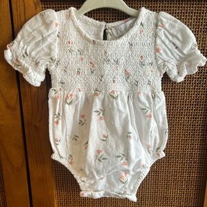 Ivy City Smocked Floral Baby Romper